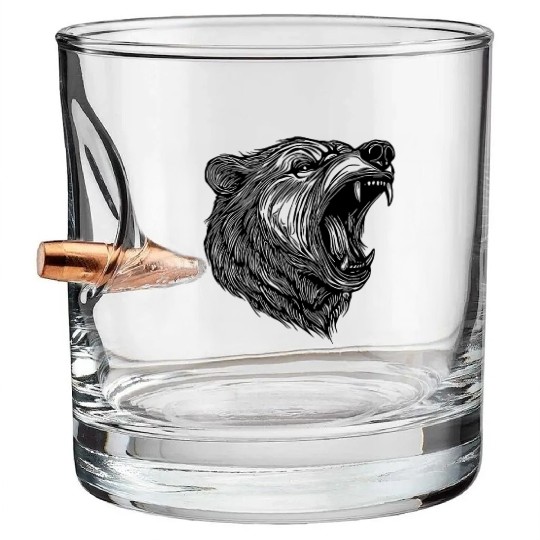 Wild Bear's Head With Sharp Teeth Bullet Whiskey Glasses