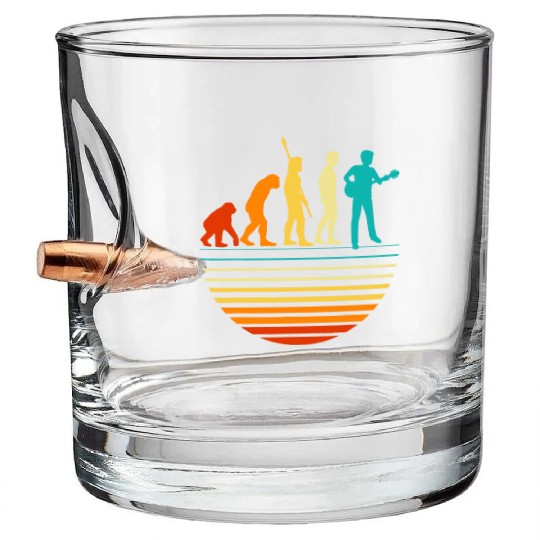 Retro Guitar Player, Guitarist I Vintage Evolution Bullet Whiskey Glasses
