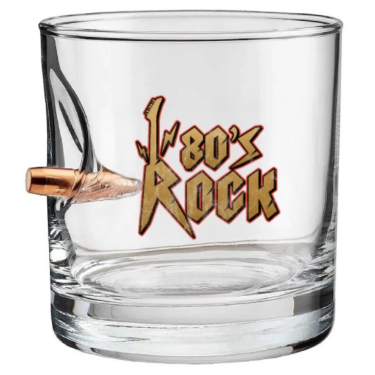 80s Rock Music Genre Eighties Vibe Retro Musician Bullet Whiskey Glasses