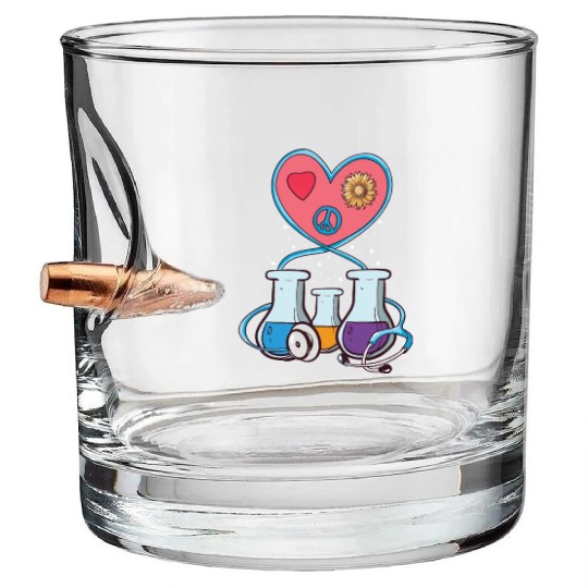 Medical Laboratory Science Heart Cartoon Bullet Whiskey Glasses