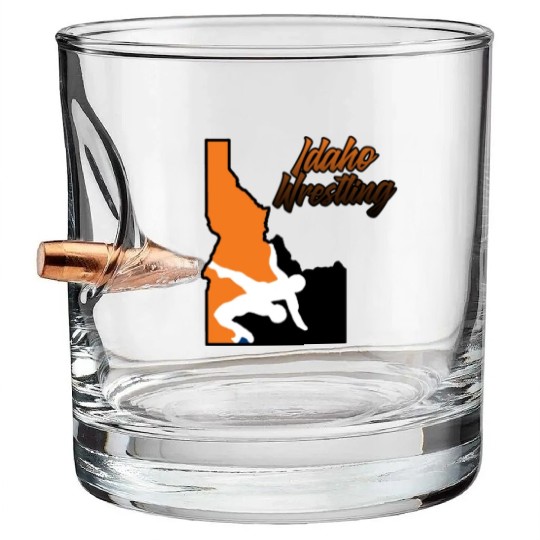 Idaho Wrestling (State Colors) Bullet Whiskey Glasses