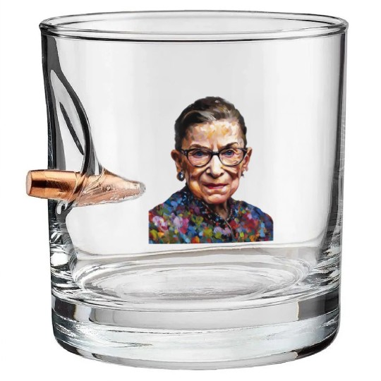 Ruth Bader Ginsburg portrait in a Monet style Bullet Whiskey Glasses