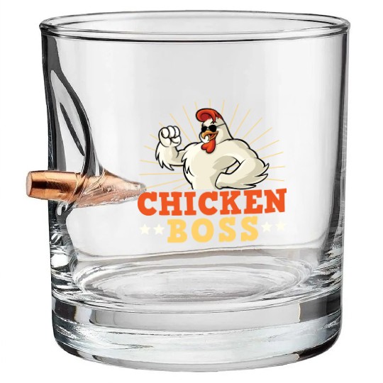 Funny Farmer Animal Pet Chicken Boss Chickens Bullet Whiskey Glasses