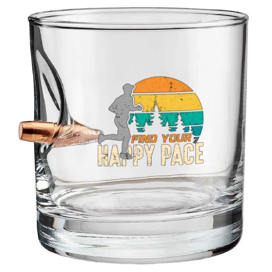 Trail Running Find Your Happy Pace Retro Running Bullet Whiskey Glasses