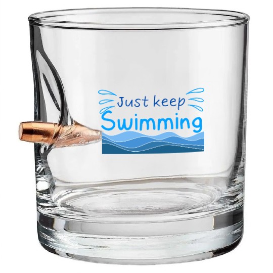 Just keep swimming, vocation and summer trip gift Bullet Whiskey Glasses