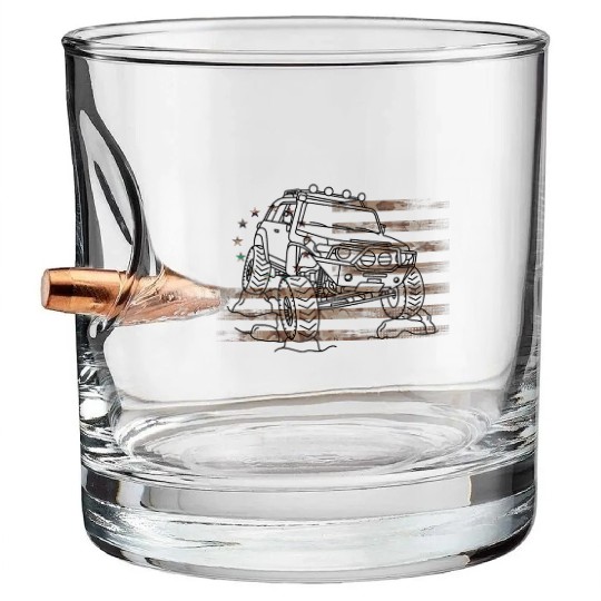 Adventure 101 FJ cruiser Camo US Flag 4wd Overland Bullet Whiskey Glasses