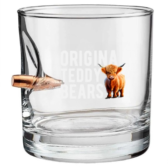 Original Teddy Bears Highland Cow Scottish Cattle Bullet Whiskey Glasses