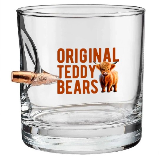 Original Teddy Bears Highland Cow Scottish Cattle Bullet Whiskey Glasses
