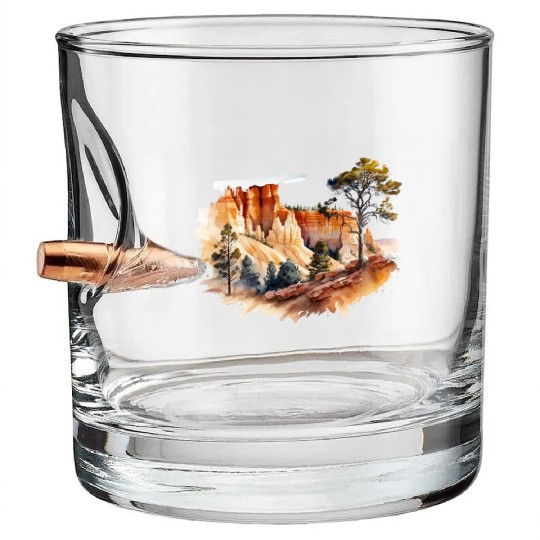 Bryce Canyon Watercolor Wonderland Bullet Whiskey Glasses
