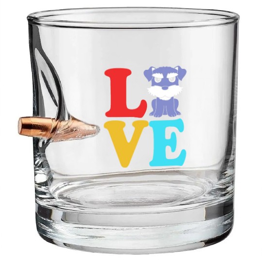 Schnauzer Puppy I love My Miniature Schnauzer Bullet Whiskey Glasses