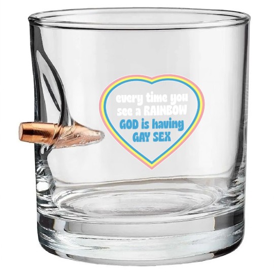 Every Time You See A Rainbow God Is Having Gay sx Bullet Whiskey Glasses