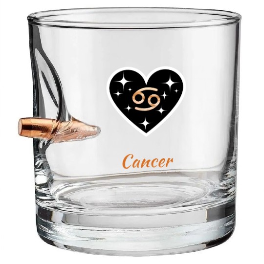 CANCER ZODIAC SIGN, astrology, birthday Bullet Whiskey Glasses