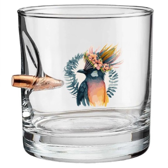 Cute Bird Of Paradise Bird Flower Crown Pet Birds Bullet Whiskey Glasses