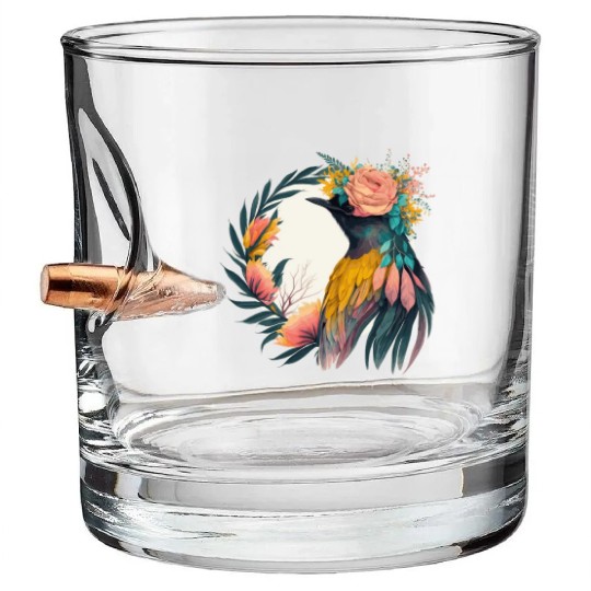 Cute Bird Of Paradise Bird Flower Crown Pet Birds Bullet Whiskey Glasses