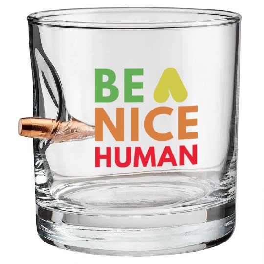 Be a nice human Bullet Whiskey Glasses