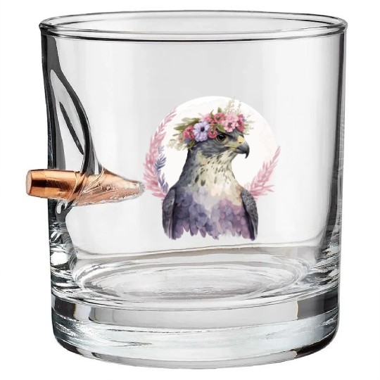 Falcon Birds Of Prey Flower Crown Floral Bird Watc Bullet Whiskey Glasses
