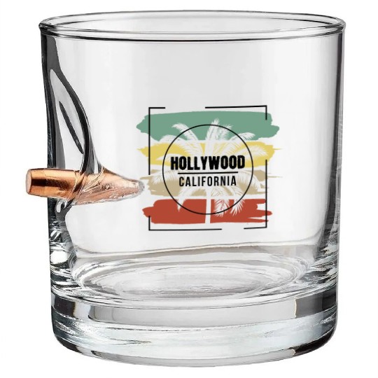 Hollywood California Stylish Retro Palm Tree Bullet Whiskey Glasses