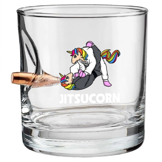 Jitsucorn Jiu Jitsu Unicorn MMA BJJ Judo Bullet Whiskey Glasses