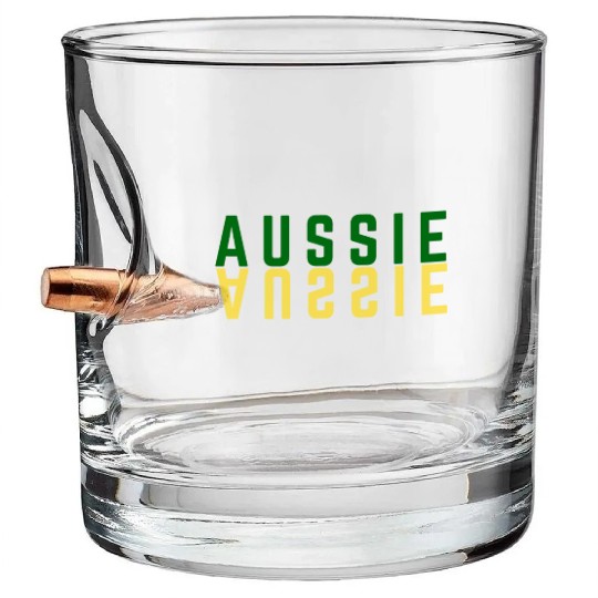 Aussie text, Australian lovers design Bullet Whiskey Glasses