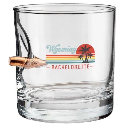 Wyoming Bachelorette, Palm Trees & Vintage Sunset Bullet Whiskey Glasses