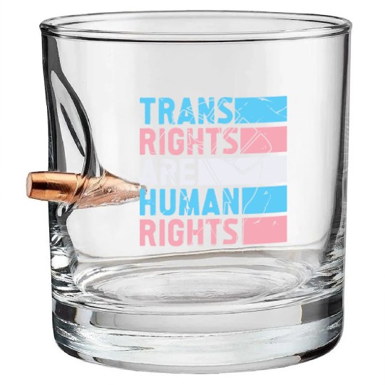 Trans Rights Are Human Rights Support LGBT Pride Bullet Whiskey Glasses