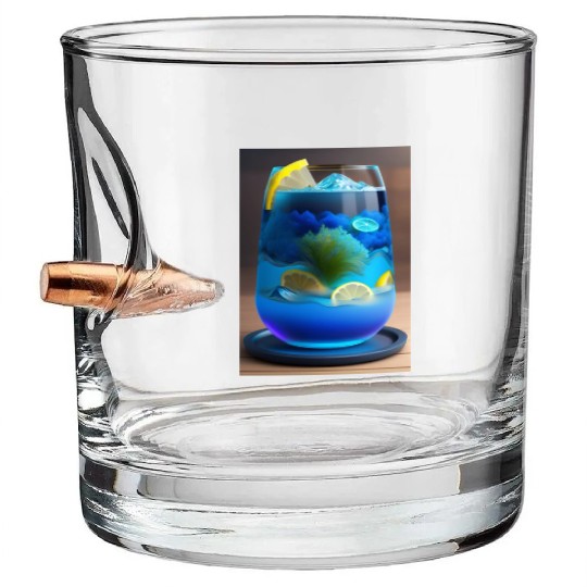 Electric Blue Lemonade Bullet Whiskey Glasses