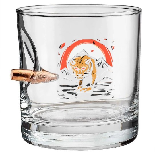 zen cartoons japan tiger mountains Bullet Whiskey Glasses
