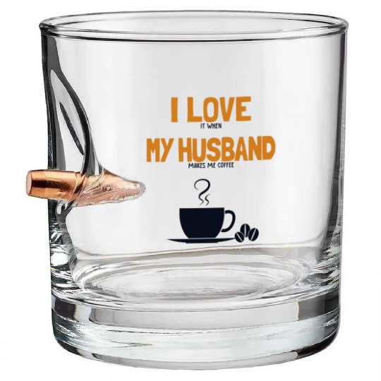 I love my Husband Coffee Queen Latte Art Barista Bullet Whiskey Glasses