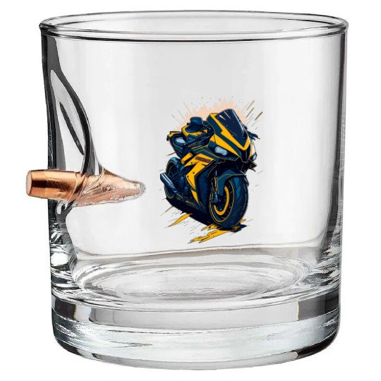 Illustration sport motorcycle Bullet Whiskey Glasses