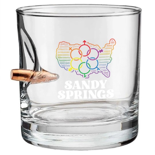 Sandy Springs Pride Flag Pride Month LGBTQ Flag Bullet Whiskey Glasses