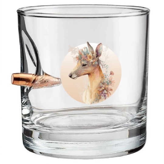 Australian Kangaroo Flower Crown Watercolor Animal Bullet Whiskey Glasses
