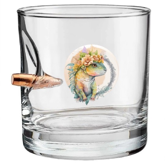 Cute Lizard Chameleon Flower Crown Pet Reptile Lov Bullet Whiskey Glasses