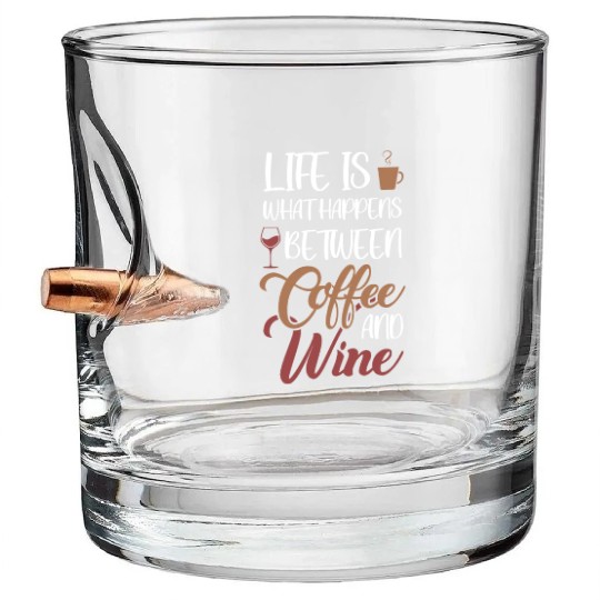 Life is between Coffee and Wine Latte Art Barista Bullet Whiskey Glasses