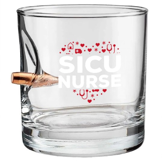 Great SICU Nurse Heart Apparel Nursing Lover Bullet Whiskey Glasses