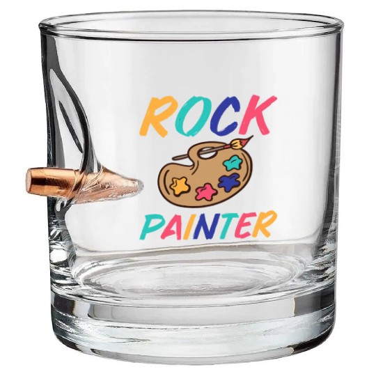 Great Rock Painter Outfit Rock Painting Lovers Bullet Whiskey Glasses