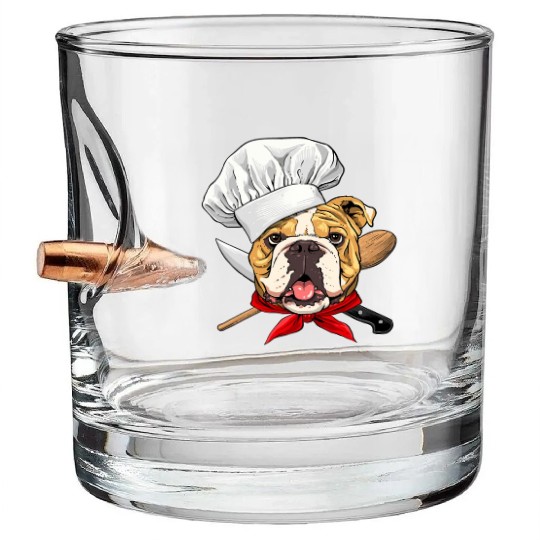 American Bulldog Chef Dog Cooking Baking Lover 480 Bullet Whiskey Glasses
