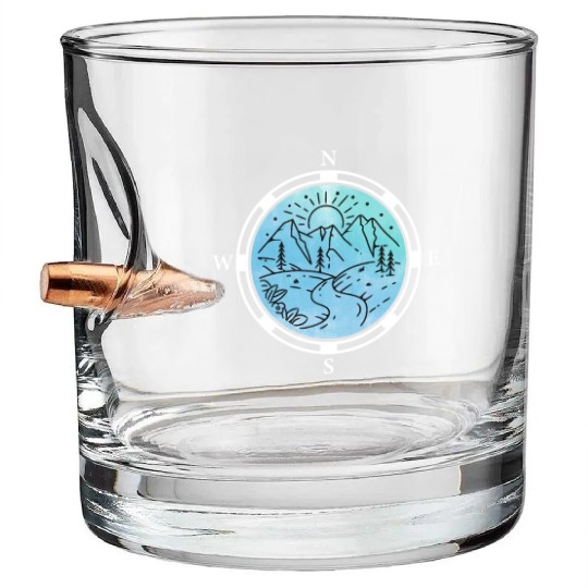 Hiker Mountains Compass climbing Mountaineering Bullet Whiskey Glasses
