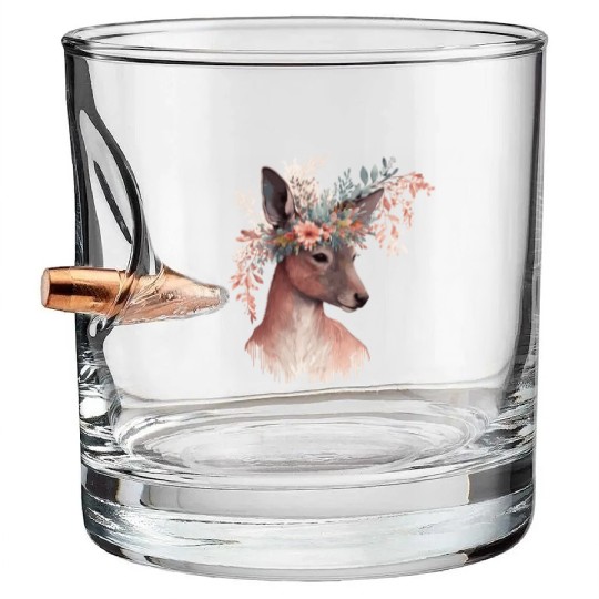 Cute Kangaroo Flower Crown Floral Kangaroo Lover Bullet Whiskey Glasses