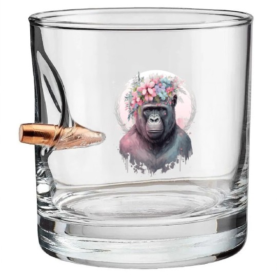 Cute Gorilla Flower Crown Africa Animal Lover Bullet Whiskey Glasses