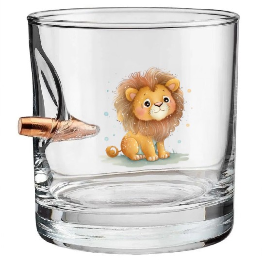 Sweet Pastel Lion Drawing Bullet Whiskey Glasses
