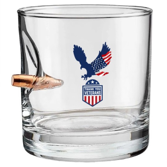 Happy Memorial Day Thank you Veterans American Bullet Whiskey Glasses