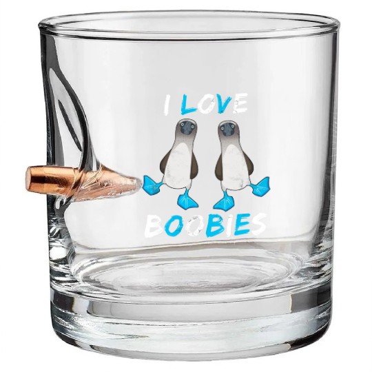 I Love Boobies Funny Booby Bird Bullet Whiskey Glasses