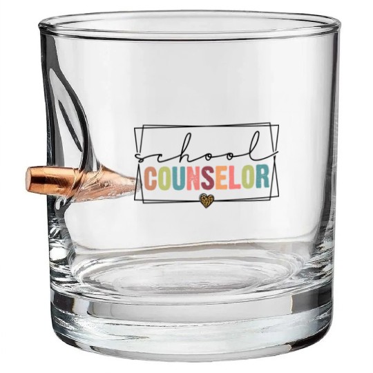 School Counselor Guidance Teacher Leopard Heart137 Bullet Whiskey Glasses