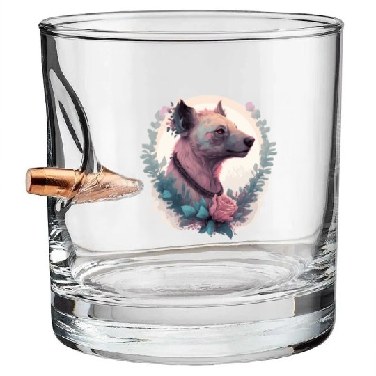 Watercolor Hyena Flower Crown Africa Safari Animal Bullet Whiskey Glasses
