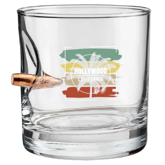 Hollywood California Retro Stylish Palm Tree Bullet Whiskey Glasses