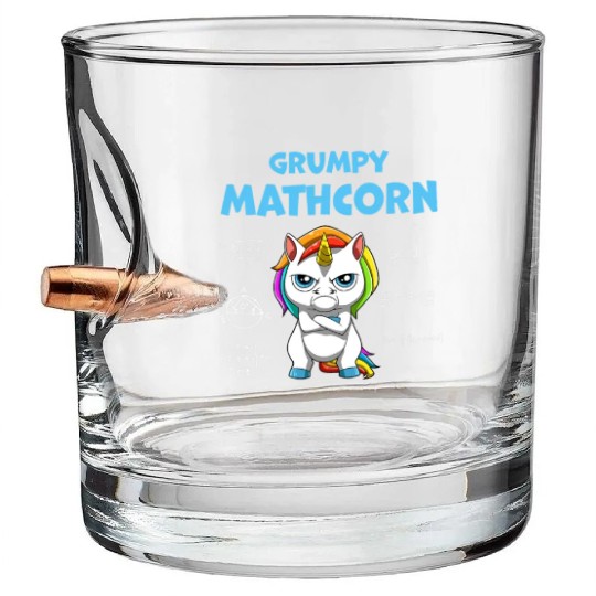 Funny Math Teacher Grumpy Unicorn Bullet Whiskey Glasses