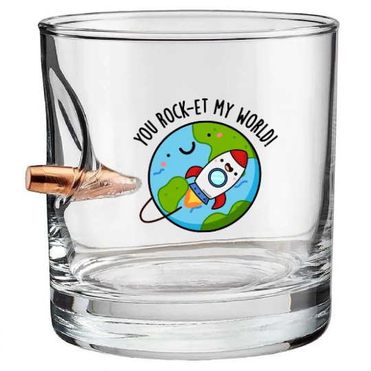 You Rock Et My World Cute Rocket Bullet Whiskey Glasses