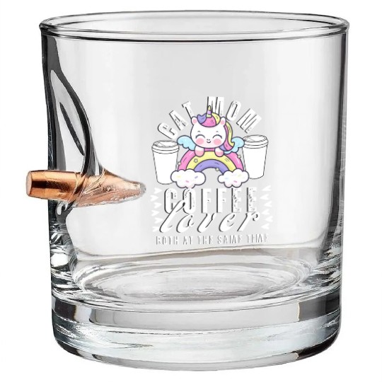Cat Mom Coffee Lover Unicorn Bullet Whiskey Glasses