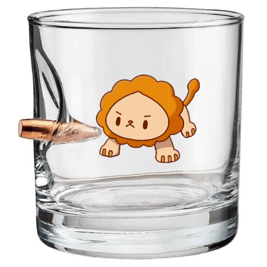 lion pushups kawaii pissed angry without a mat Bullet Whiskey Glasses