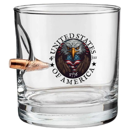 Independence Day 4th of July Freedom Bullet Whiskey Glasses
